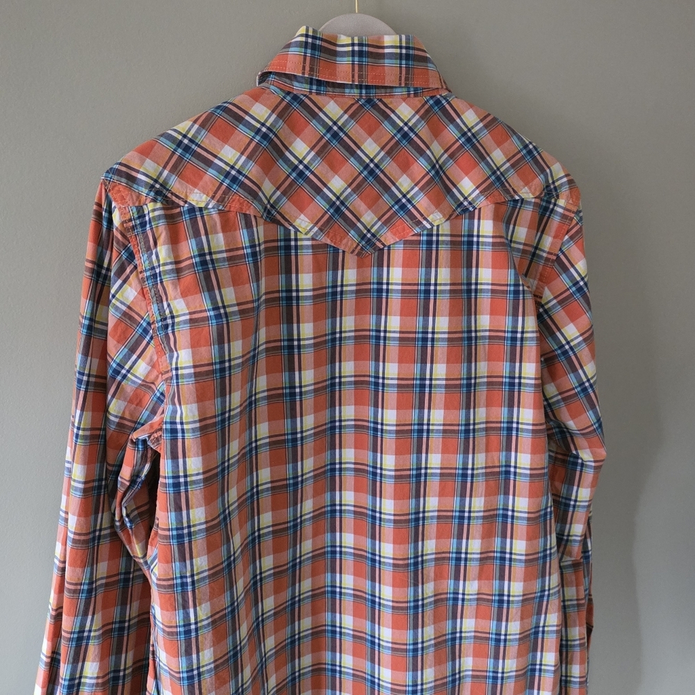 NWT Campus Crew M Deadstock Vintage Y2K Western Madras Plaid Pearl Snap Shirt - Picture 12 of 15